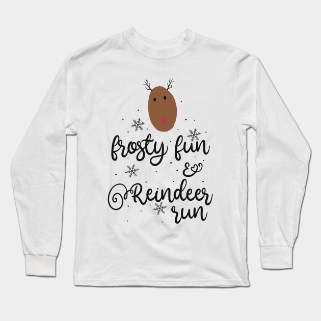 Frosty fun and reindeer run Long Sleeve T-Shirt by Nikki_Arts